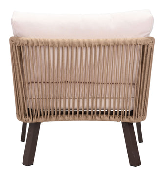 Issa Accent Chair In Beige, Finished In UV Resistant Powder Coated Aluminium, Ships In 24 HRS & Includes Cushions.