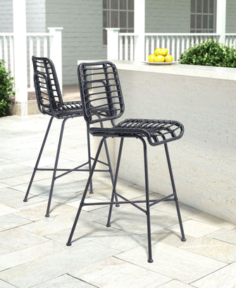 2 x Murcia Bar Chair Black Finished In Powder Coated Aluminium, Ships In 24 Hours.