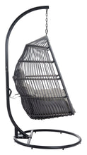 Bilbao Hanging Chair - Ships In 24 Hours, Finished In Powder Coated Aluminium & Synthetic Rattan, Perfect For Lazy Afternoons.