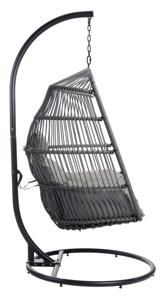 Bilbao Hanging Chair - Ships In 24 Hours, Finished In Powder Coated Aluminium & Synthetic Rattan, Perfect For Lazy Afternoons.
