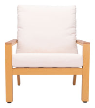 Terrio Accent Chair Beige & Natural, Finished In Powder Coated Aluminium & Weather Resistant Cushions, Ships In 24 Hours.