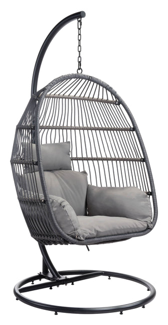 Bilbao Hanging Chair - Ships In 24 Hours, Finished In Powder Coated Aluminium & Synthetic Rattan, Perfect For Lazy Afternoons.