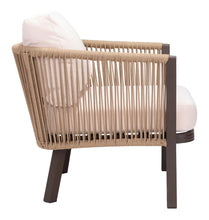 Issa Accent Chair In Beige, Finished In UV Resistant Powder Coated Aluminium, Ships In 24 HRS & Includes Cushions.