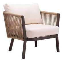 Issa Accent Chair In Beige, Finished In UV Resistant Powder Coated Aluminium, Ships In 24 HRS & Includes Cushions.