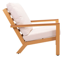 Terrio Accent Chair Beige & Natural, Finished In Powder Coated Aluminium & Weather Resistant Cushions, Ships In 24 Hours.