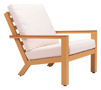 Terrio Accent Chair Beige & Natural, Finished In Powder Coated Aluminium & Weather Resistant Cushions, Ships In 24 Hours.