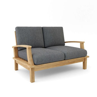Handsome 5-Piece Love Seat Set in Teak, Radiates a Majestic Quality, This Design Turns Your Patio into a Regal Pavilion.