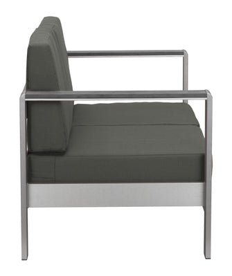 Cosmopolitan Outdoor Sofa In Gray, Made Weather Resistant Aluminium & Cushions, Ships In 24 HRS.