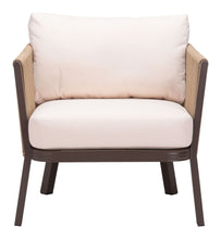 Issa Accent Chair In Beige, Finished In UV Resistant Powder Coated Aluminium, Ships In 24 HRS & Includes Cushions.