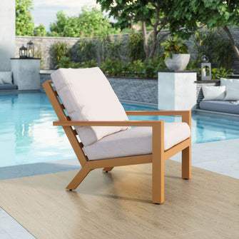 Terrio Accent Chair Beige & Natural, Finished In Powder Coated Aluminium & Weather Resistant Cushions, Ships In 24 Hours.