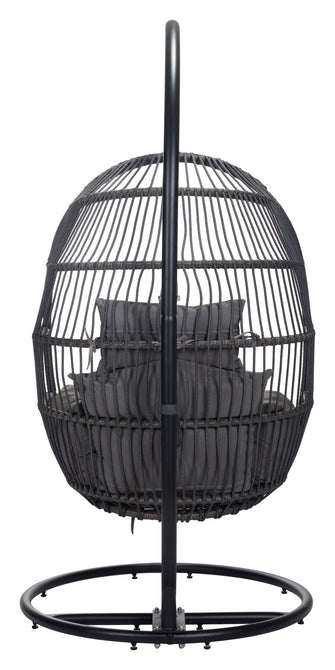 Bilbao Hanging Chair - Ships In 24 Hours, Finished In Powder Coated Aluminium & Synthetic Rattan, Perfect For Lazy Afternoons.