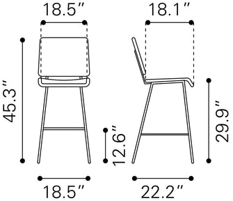2 x Murcia Bar Chair Black Finished In Powder Coated Aluminium, Ships In 24 Hours.