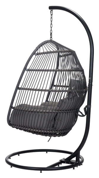 Bilbao Hanging Chair - Ships In 24 Hours, Finished In Powder Coated Aluminium & Synthetic Rattan, Perfect For Lazy Afternoons.
