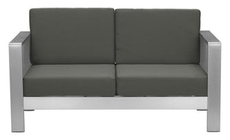 Cosmopolitan Outdoor Sofa In Gray, Made Weather Resistant Aluminium & Cushions, Ships In 24 HRS.