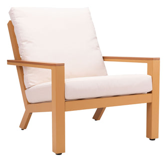 Terrio Accent Chair Beige & Natural, Finished In Powder Coated Aluminium & Weather Resistant Cushions, Ships In 24 Hours.